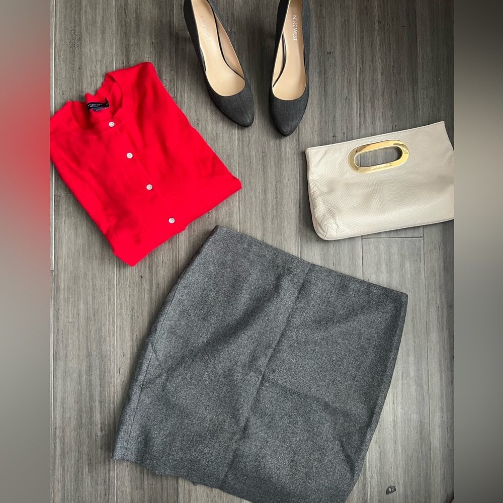 Dahlia Collection Grey Wool Women’s Pencil Skirt